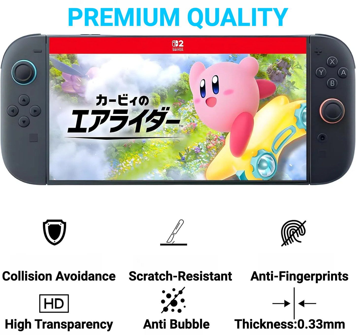 Set of 2 screen protectors for Nintendo Switch 2, tempered glass 9H, HD, 2.5 D, anti-fingerprint, easy installation