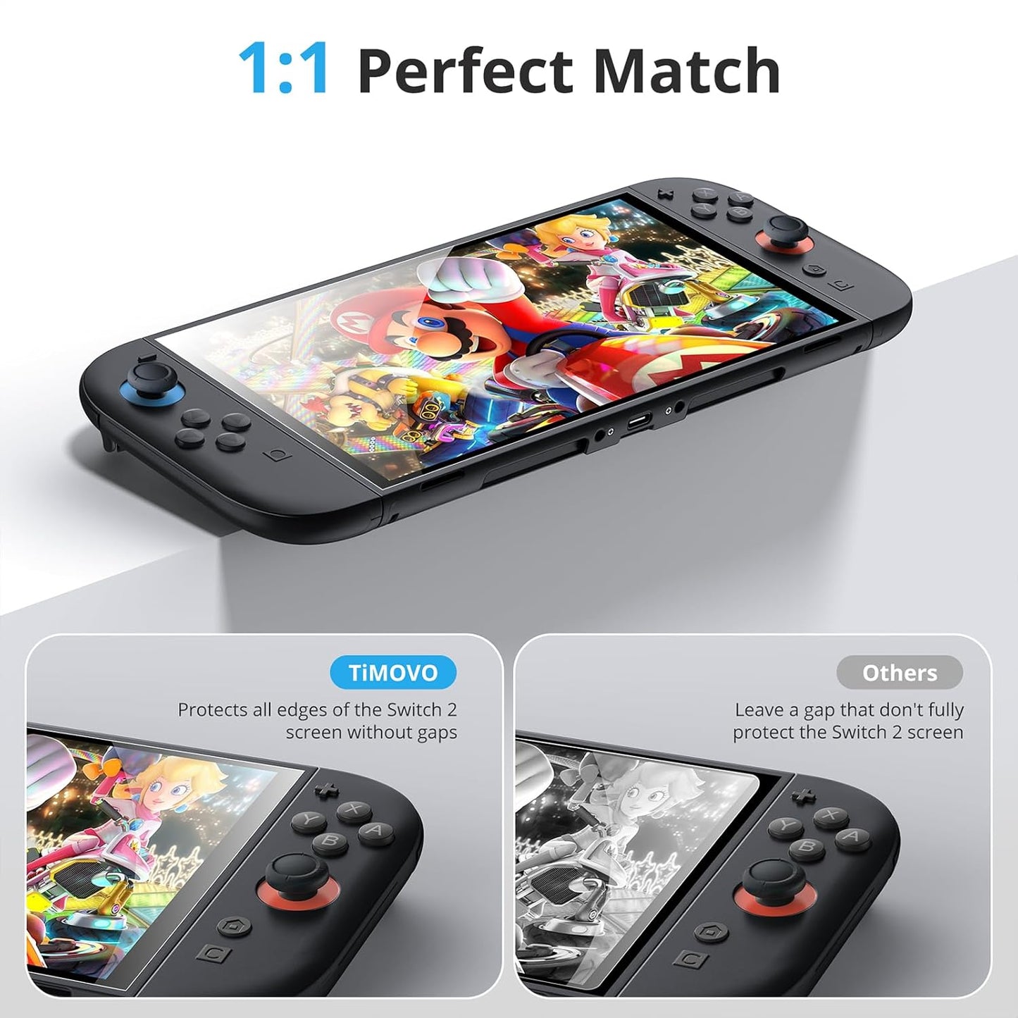 Set of 2 screen protectors for Nintendo Switch 2, tempered glass 9H, HD, 2.5 D, anti-fingerprint, easy installation